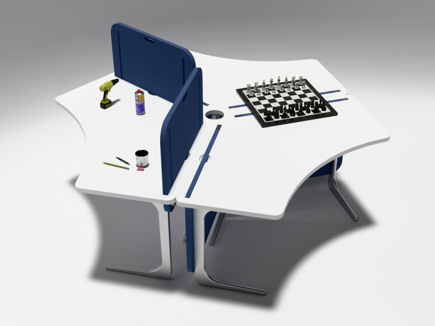 Three Confluence modules assembled in the standard round configuration — screens in hybrid deployment